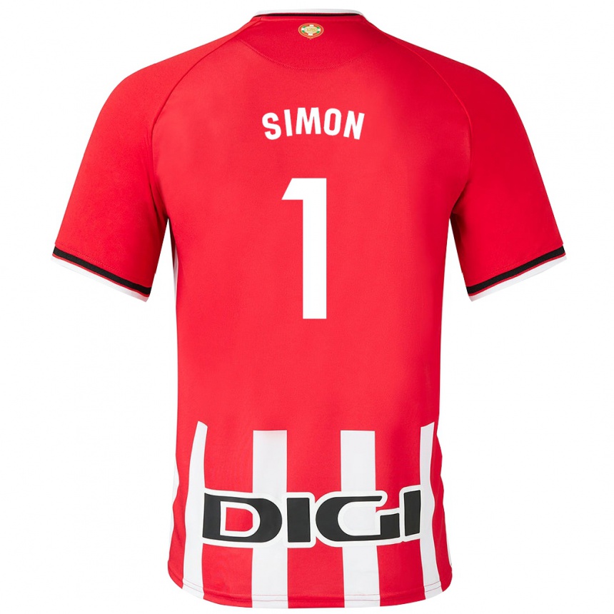 メンズフットボールウナイ・シモン#1赤ホームシャツ2023/24ジャージーユニフォーム