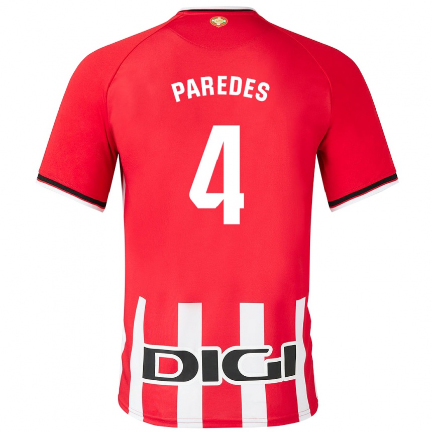 メンズフットボールアイトール・パレデス#4赤ホームシャツ2023/24ジャージーユニフォーム