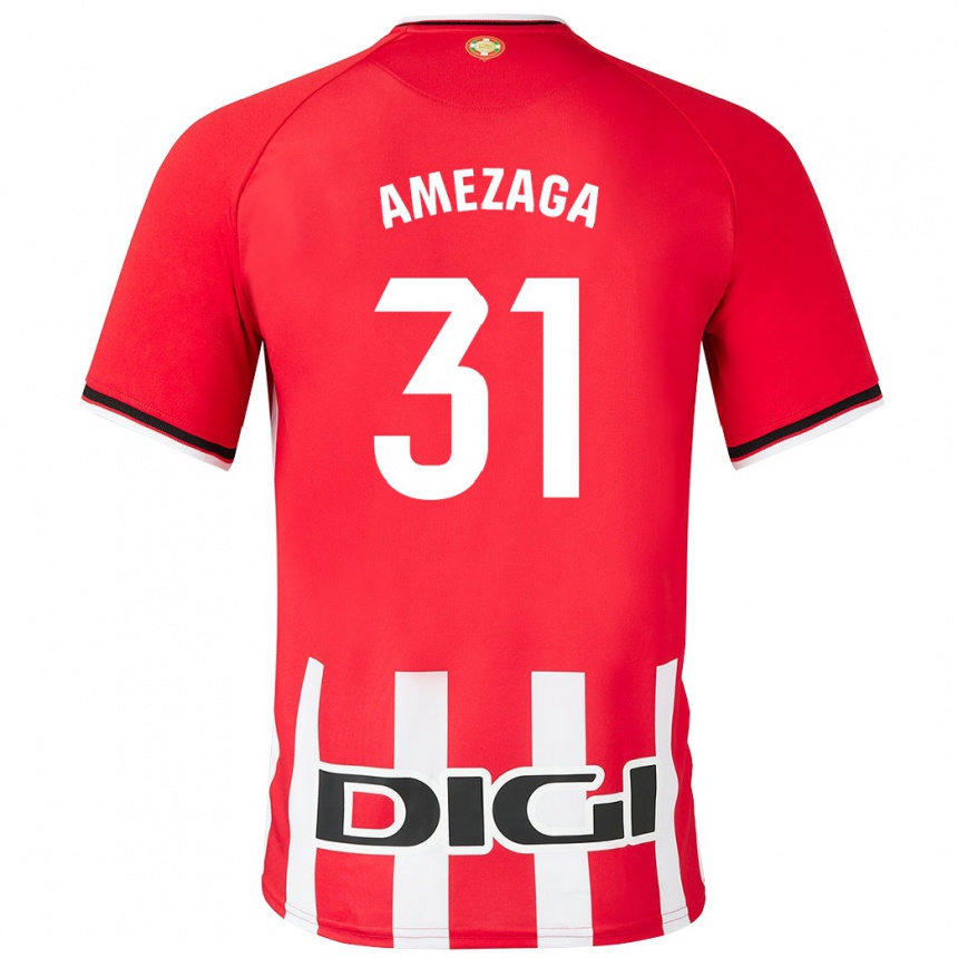 メンズフットボールジョン・アメザガ#31赤ホームシャツ2023/24ジャージーユニフォーム
