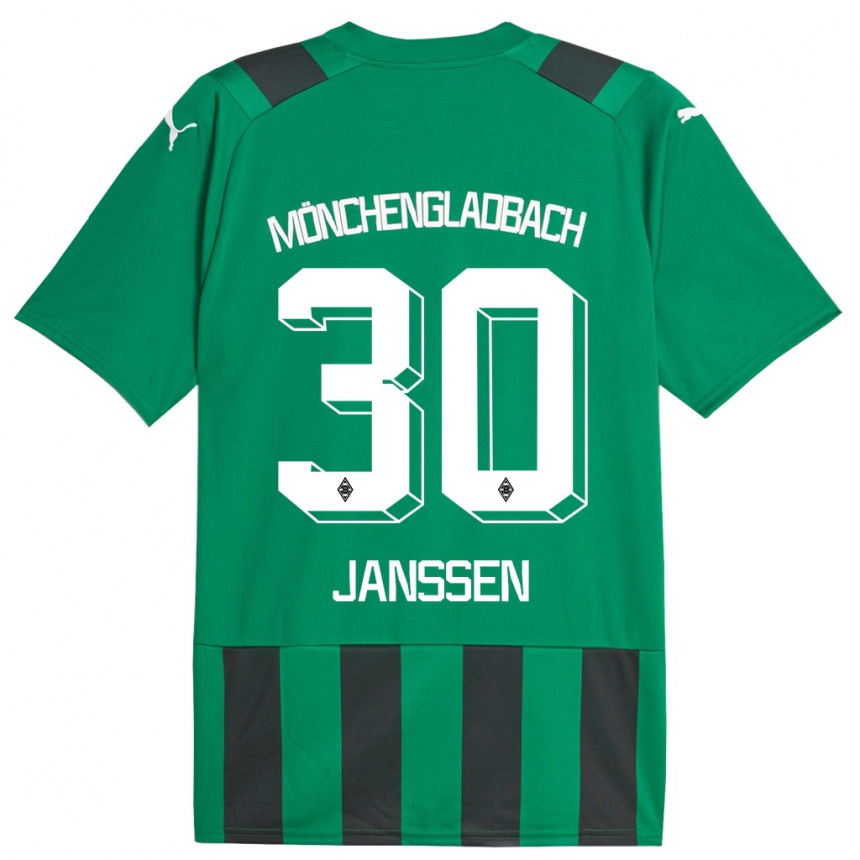 メンズフットボールアンナレナ・ヤンセン#30ブラックグリーンアウェイシャツ2023/24ジャージーユニフォーム
