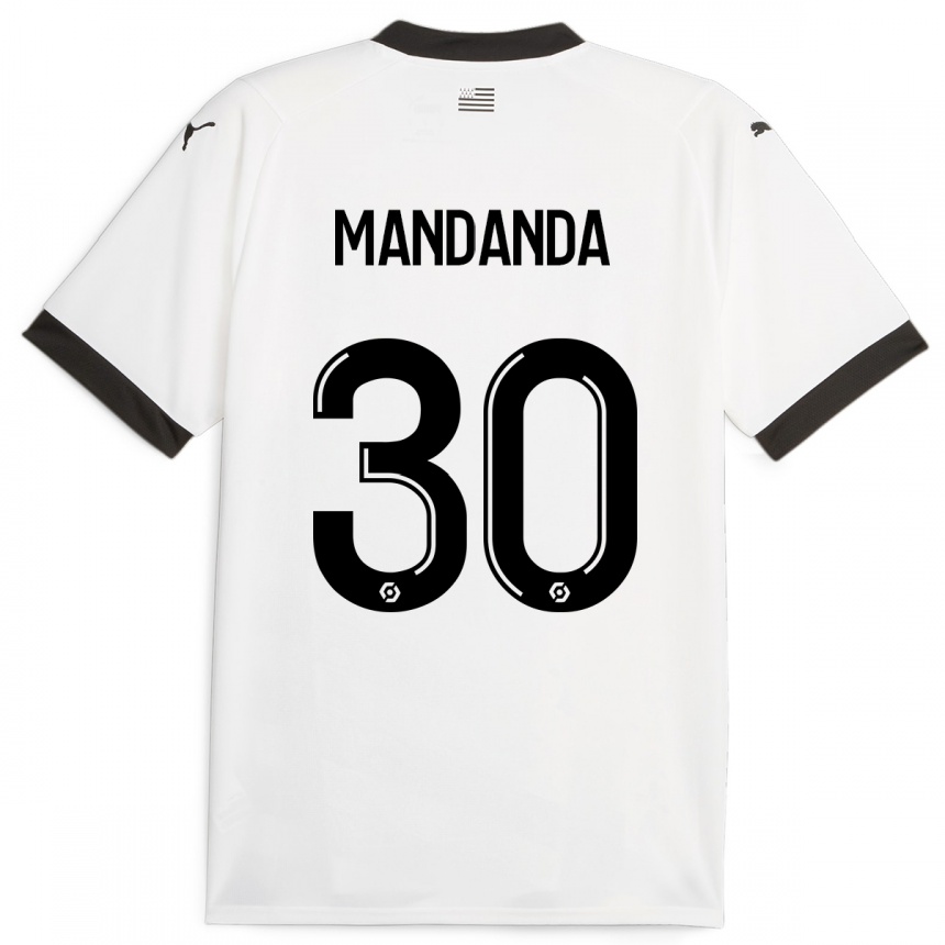 メンズフットボールスティーヴ・マンダンダ#30白アウェイシャツ2023/24ジャージーユニフォーム