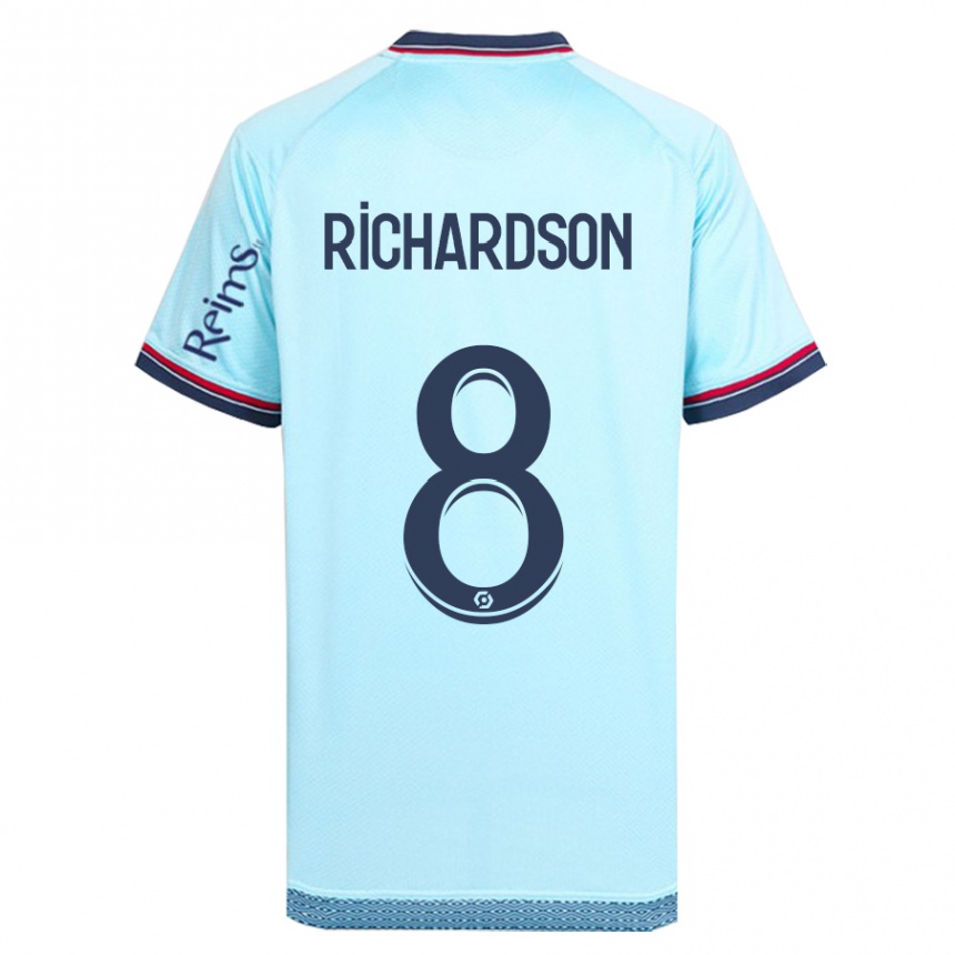 メンズフットボールアミール・リチャードソン#8スカイブルーアウェイシャツ2023/24ジャージーユニフォーム