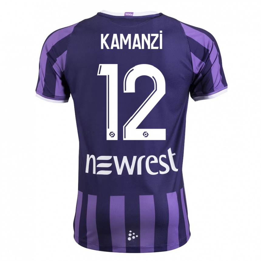 メンズフットボールワーレン・カマンツィ#12紫アウェイシャツ2023/24ジャージーユニフォーム