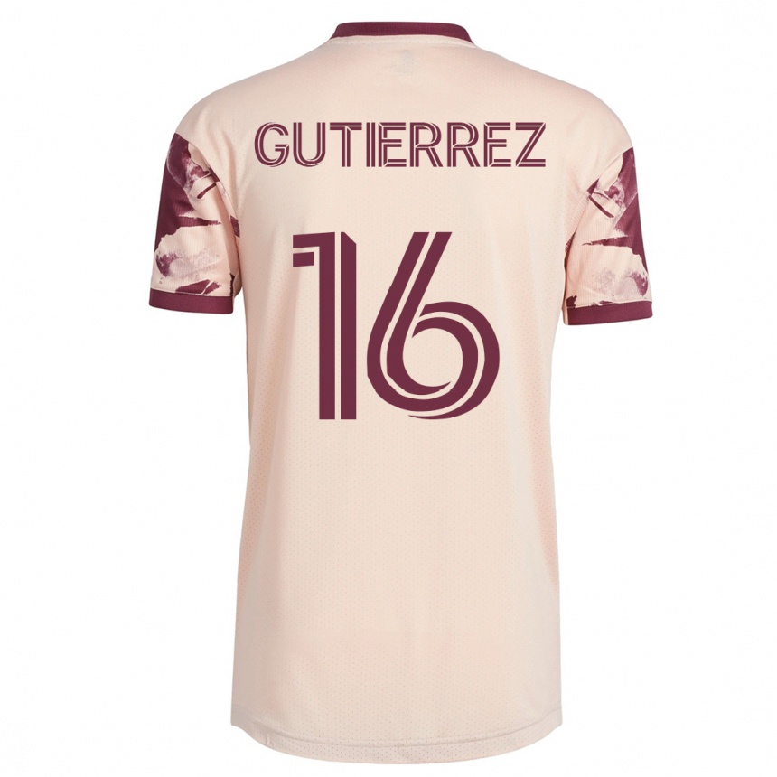 メンズフットボールディエゴ・グティエレス#16オフホワイトアウェイシャツ2023/24ジャージーユニフォーム