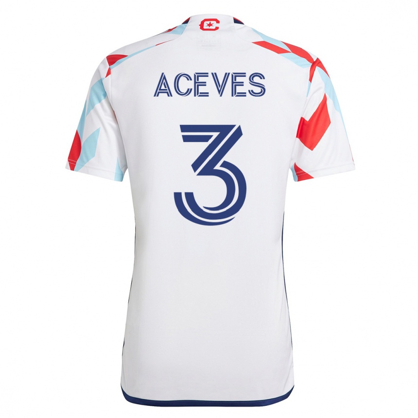 メンズフットボールダニエル・アロンソ・アセベス#3白青アウェイシャツ2023/24ジャージーユニフォーム