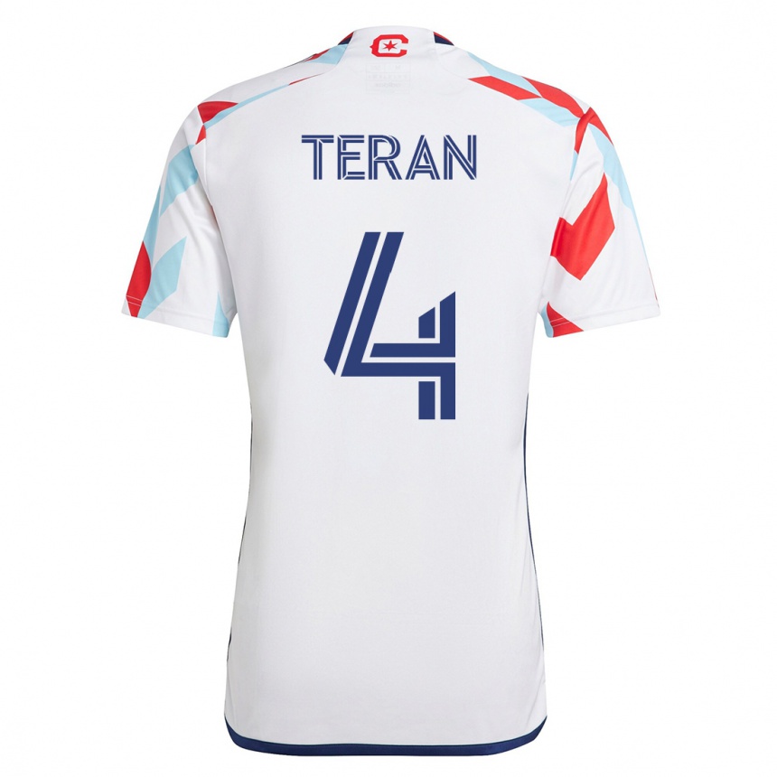 メンズフットボールカルロス・テラン#4白青アウェイシャツ2023/24ジャージーユニフォーム