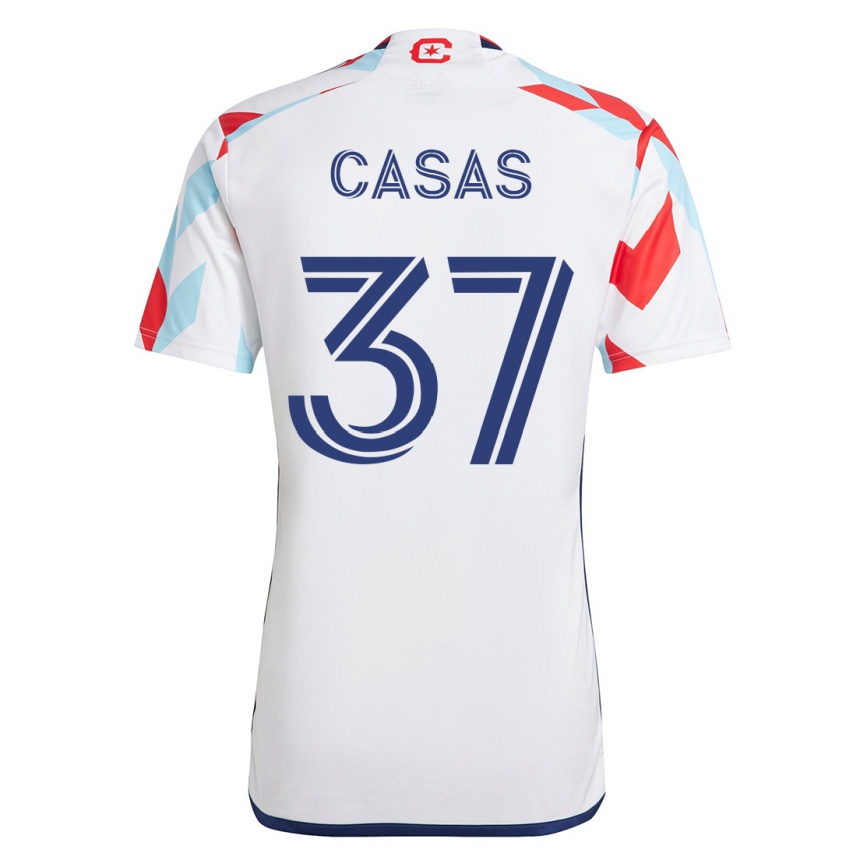 メンズフットボールハビエル・カサス#37白青アウェイシャツ2023/24ジャージーユニフォーム