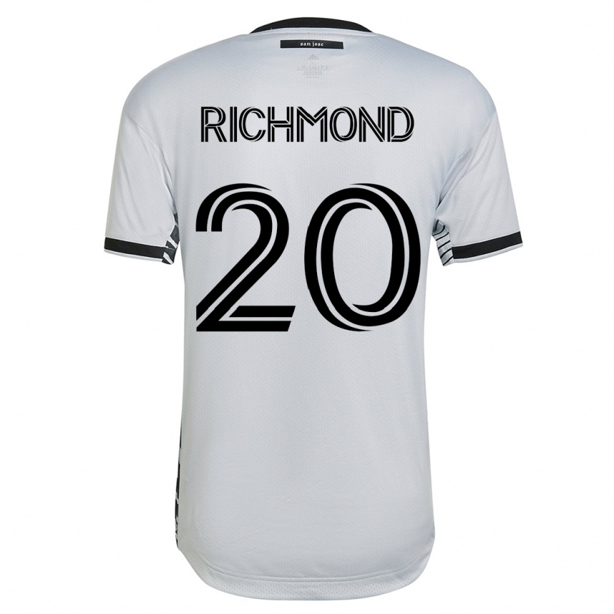 メンズフットボールウィル・リッチモンド#20白アウェイシャツ2023/24ジャージーユニフォーム