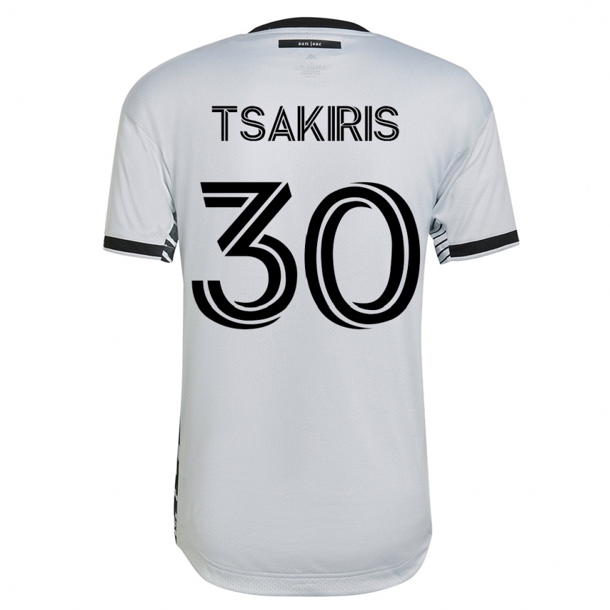 メンズフットボールニコ・ツァキリス#30白アウェイシャツ2023/24ジャージーユニフォーム