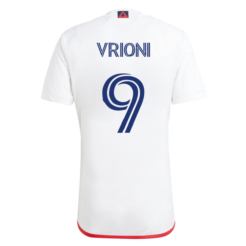 メンズフットボールジャコモ・ヴィリオーニ#9赤、白アウェイシャツ2023/24ジャージーユニフォーム