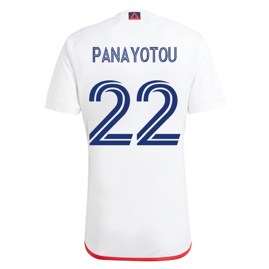 メンズフットボールジャック・パナヨトゥ#22赤、白アウェイシャツ2023/24ジャージーユニフォーム