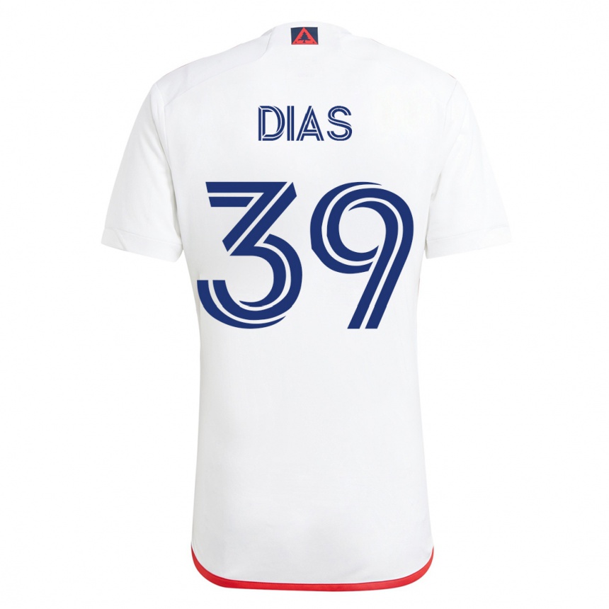 メンズフットボールマルコス・ディアス#39赤、白アウェイシャツ2023/24ジャージーユニフォーム
