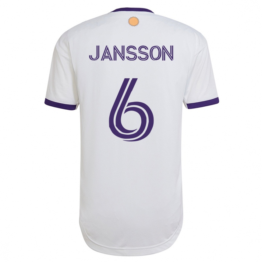 メンズフットボールロビン・ヤンソン#6白アウェイシャツ2023/24ジャージーユニフォーム