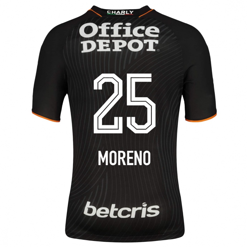 メンズフットボールカルロス・モレノ#25黒アウェイシャツ2023/24ジャージーユニフォーム