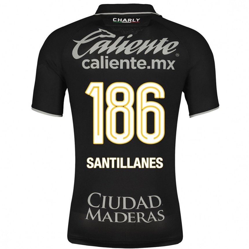 メンズフットボールアントニオ・サンティリャネス#186黒アウェイシャツ2023/24ジャージーユニフォーム
