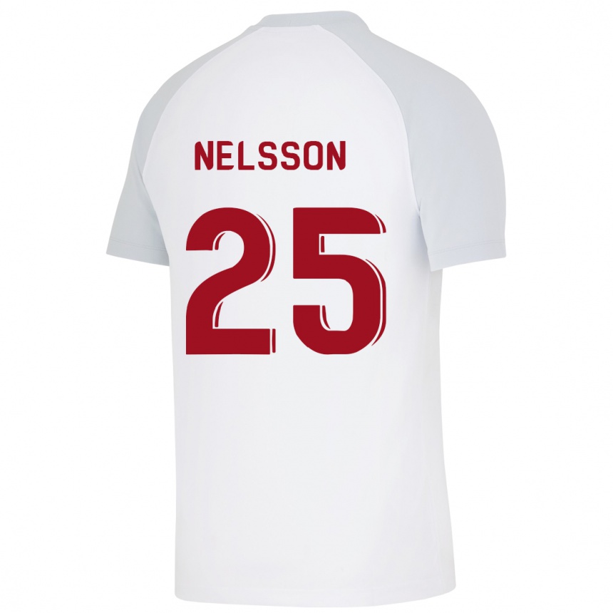 メンズフットボールビクトル・ネルソン#25白アウェイシャツ2023/24ジャージーユニフォーム