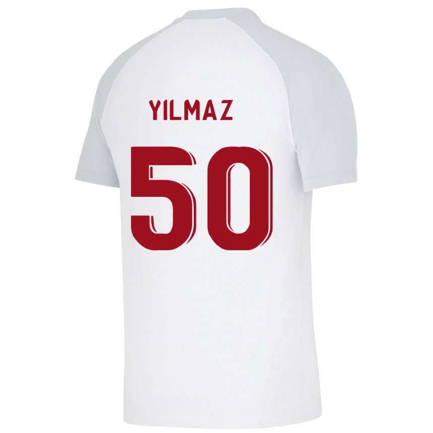 メンズフットボールジャンカット・ユルマズ#50白アウェイシャツ2023/24ジャージーユニフォーム