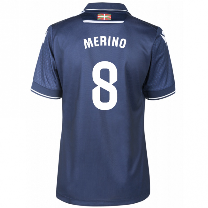 メンズフットボールミケル・メリーノ#8ネイビーアウェイシャツ2023/24ジャージーユニフォーム
