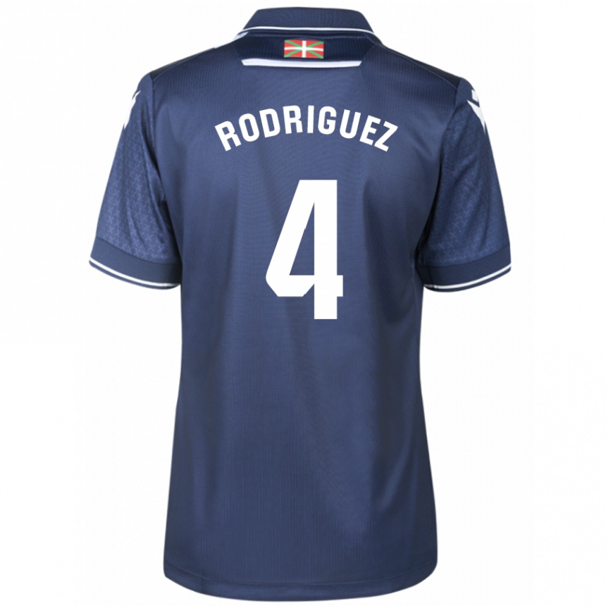 メンズフットボールペルー・ロドリゲス#4ネイビーアウェイシャツ2023/24ジャージーユニフォーム