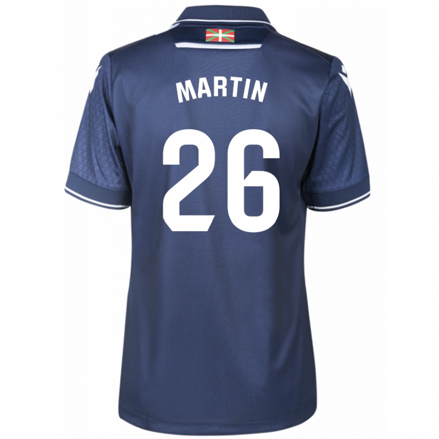 メンズフットボールジョン・マーティン#26ネイビーアウェイシャツ2023/24ジャージーユニフォーム