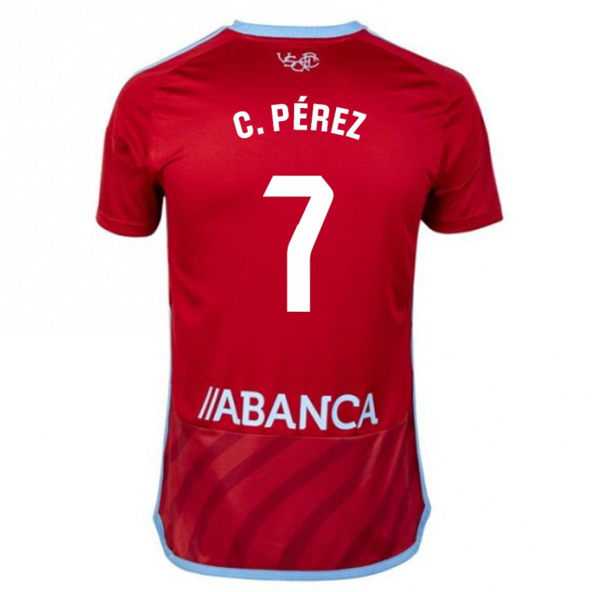 メンズフットボールカルレス・ペレス#7赤アウェイシャツ2023/24ジャージーユニフォーム