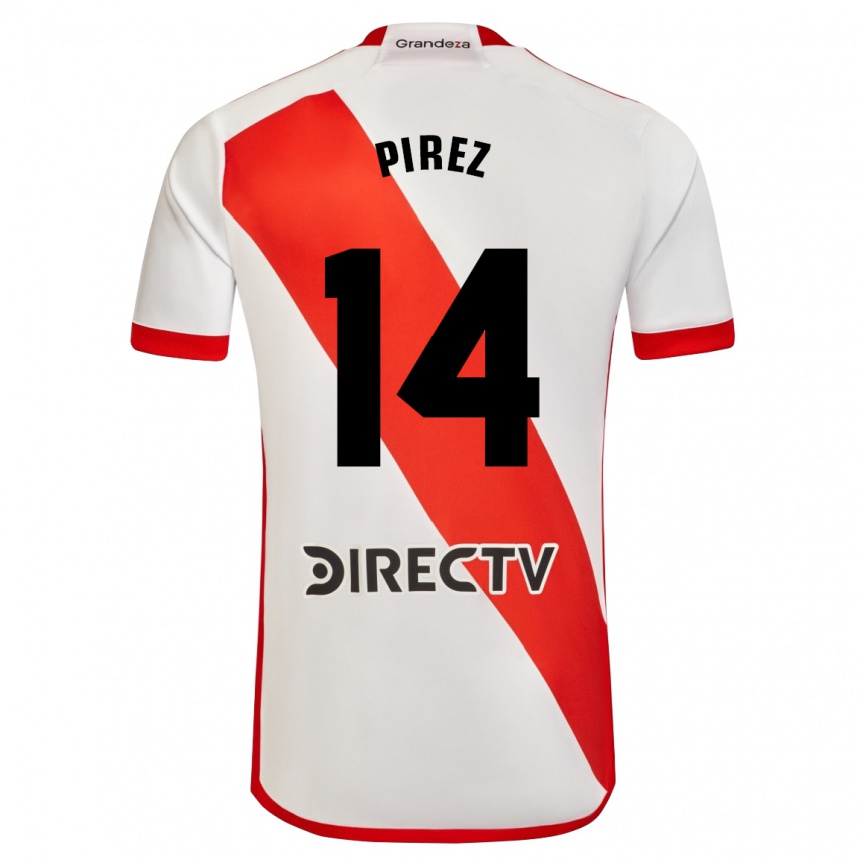 レディースフットボールレアンドロ・ゴンサレス・ピレス#14赤、白ホームシャツ2023/24ジャージーユニフォーム