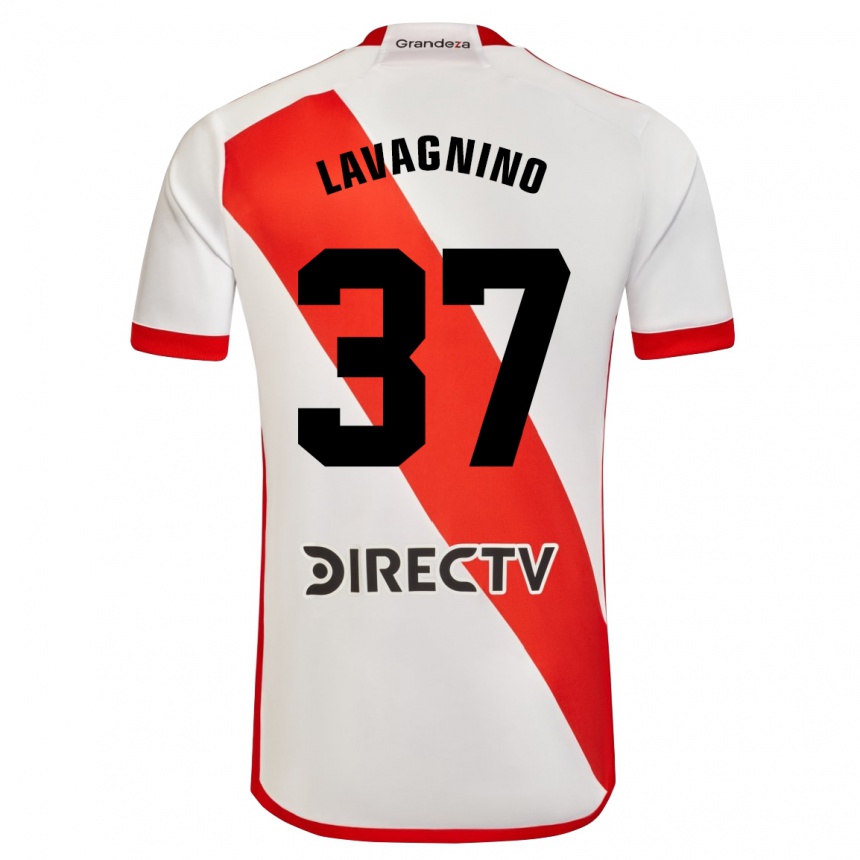 レディースフットボールルーカス・ラバグニーノ#37赤、白ホームシャツ2023/24ジャージーユニフォーム