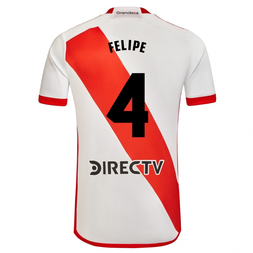 レディースフットボールカリーナ・フェリペ#4赤、白ホームシャツ2023/24ジャージーユニフォーム