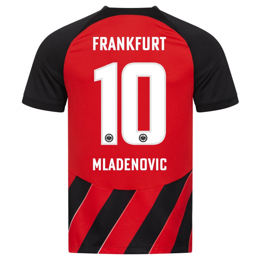 レディースフットボールマルコ・ムラデノビッチ#10赤、黒ホームシャツ2023/24ジャージーユニフォーム