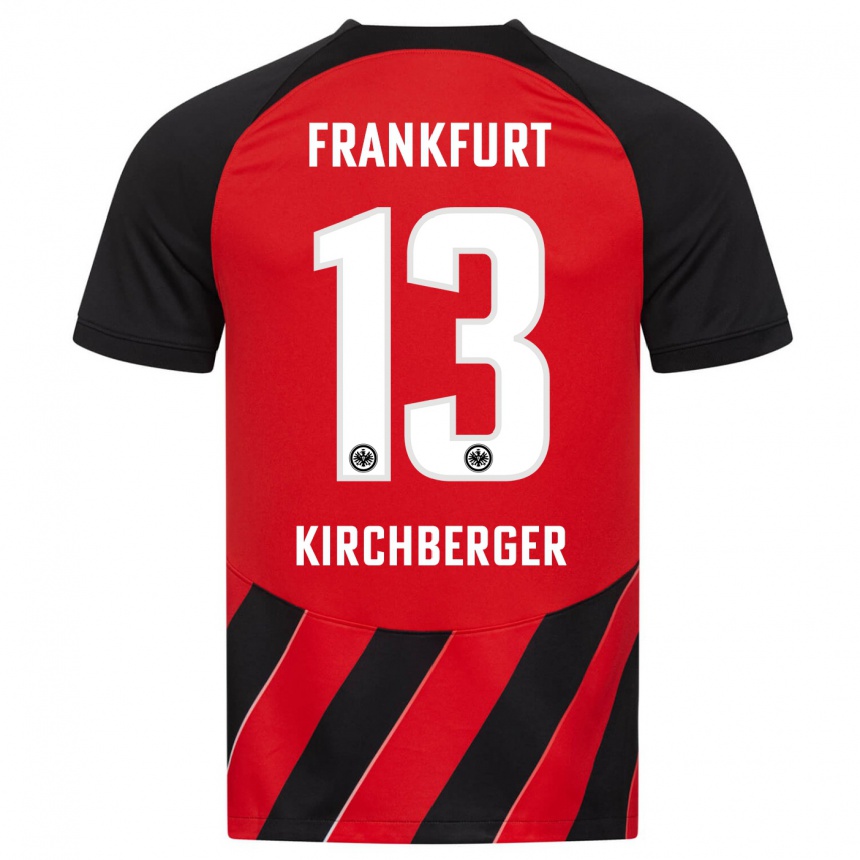 レディースフットボールヴァージニア・キルヒベルガー#13赤、黒ホームシャツ2023/24ジャージーユニフォーム