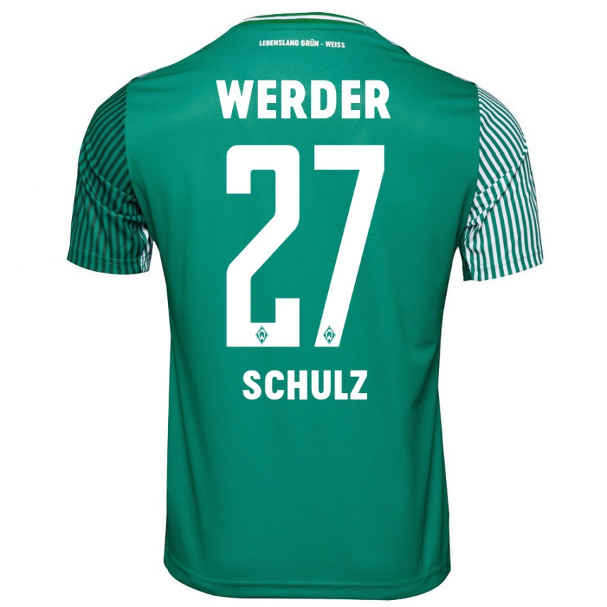 レディースフットボールオレ・シュルツ#27緑ホームシャツ2023/24ジャージーユニフォーム