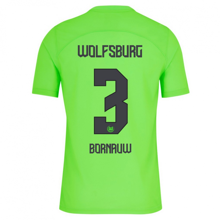 レディースフットボールセバスチャン・ボルナウ#3緑ホームシャツ2023/24ジャージーユニフォーム