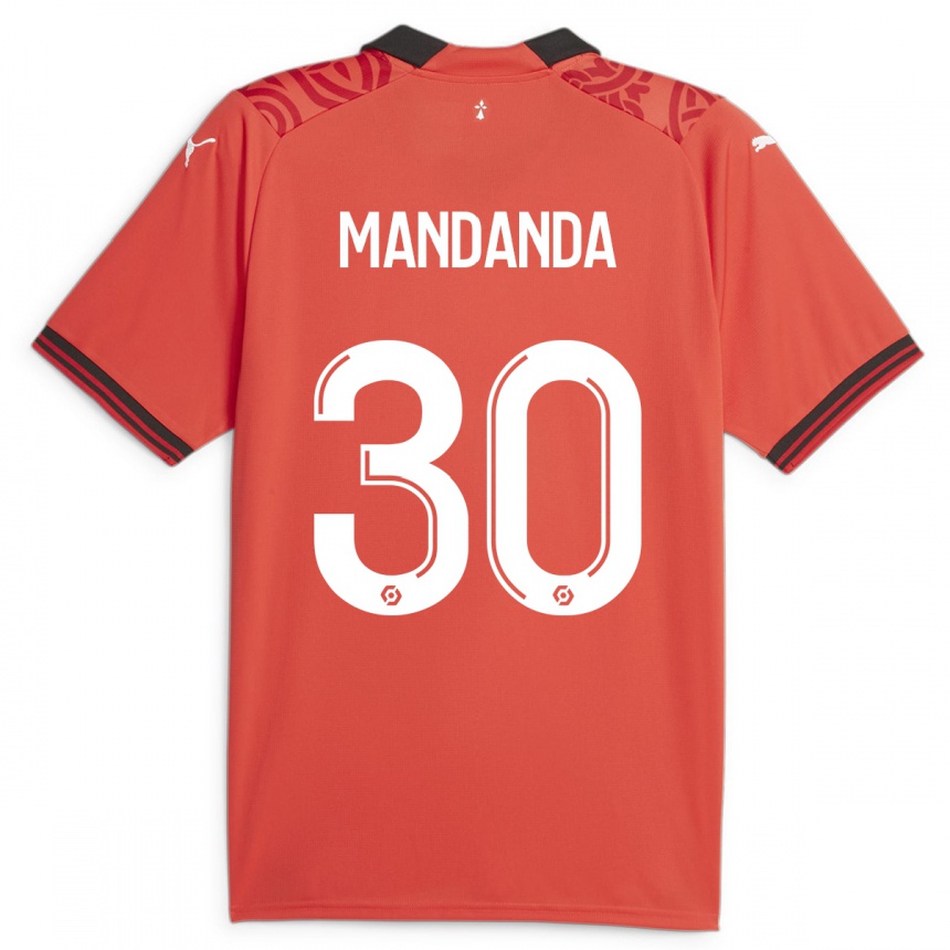 レディースフットボールスティーヴ・マンダンダ#30赤ホームシャツ2023/24ジャージーユニフォーム