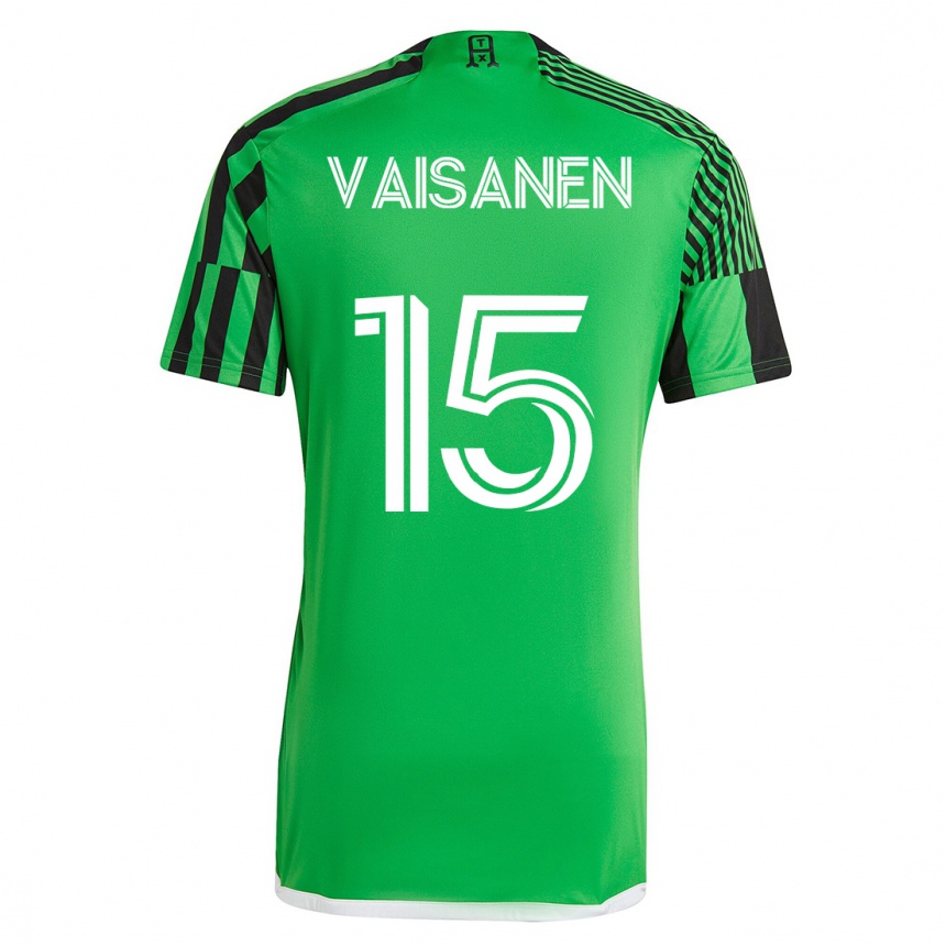 レディースフットボールレオ・ヴァイサネン#15グリーンブラックホームシャツ2023/24ジャージーユニフォーム