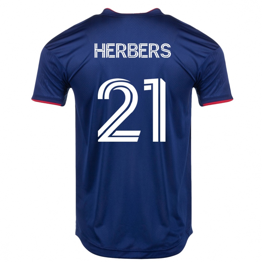 レディースフットボールファビアン・ヘルベルス#21ネイビーホームシャツ2023/24ジャージーユニフォーム