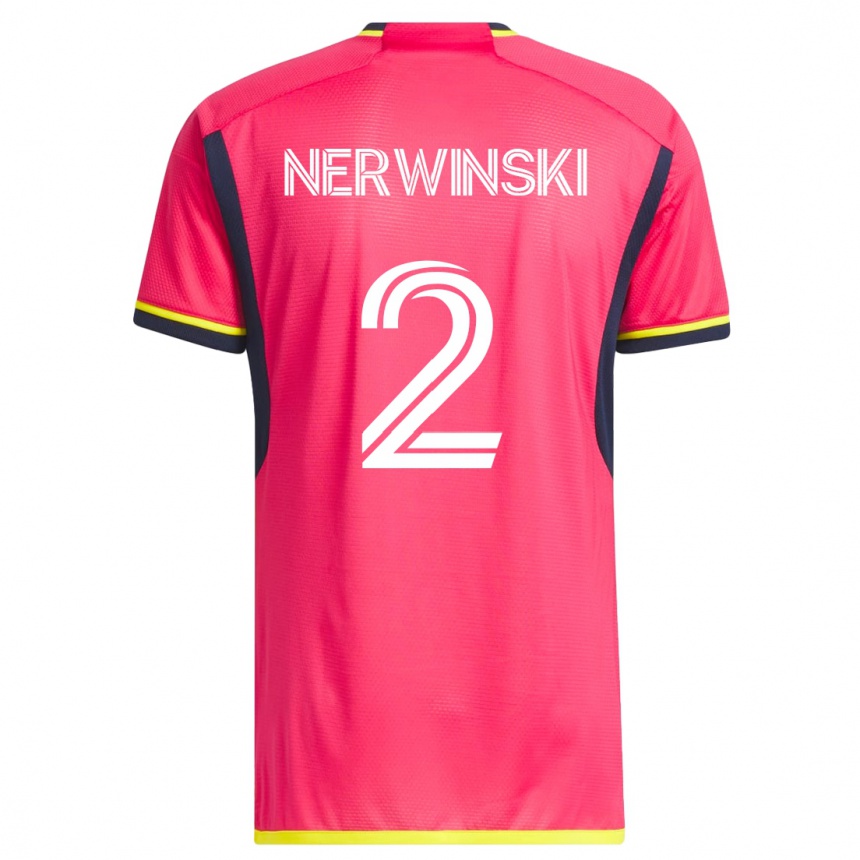 レディースフットボールジェイク・ナーウィンスキ#2ピンクホームシャツ2023/24ジャージーユニフォーム