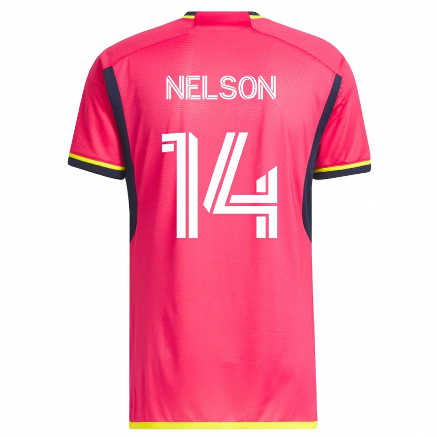 レディースフットボールジョン・ネルソン#14ピンクホームシャツ2023/24ジャージーユニフォーム