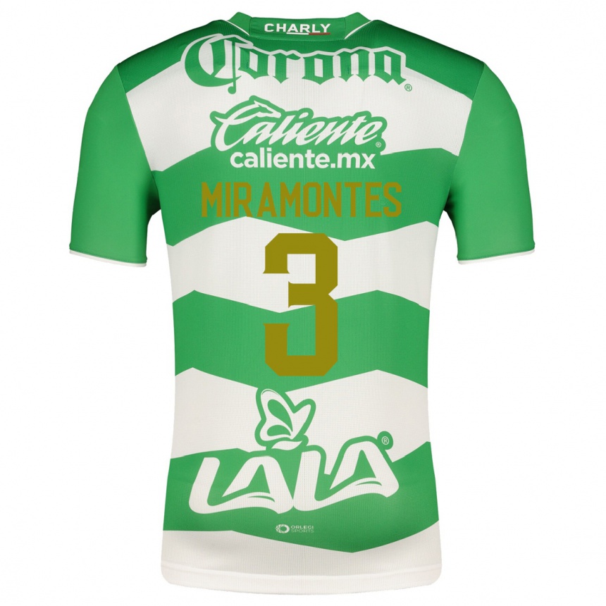 レディースフットボールナタリア・ミラモンテス#3緑ホームシャツ2023/24ジャージーユニフォーム