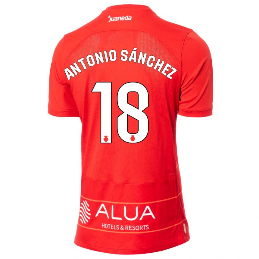 レディースフットボールアントニオ・サンチェス#18赤ホームシャツ2023/24ジャージーユニフォーム