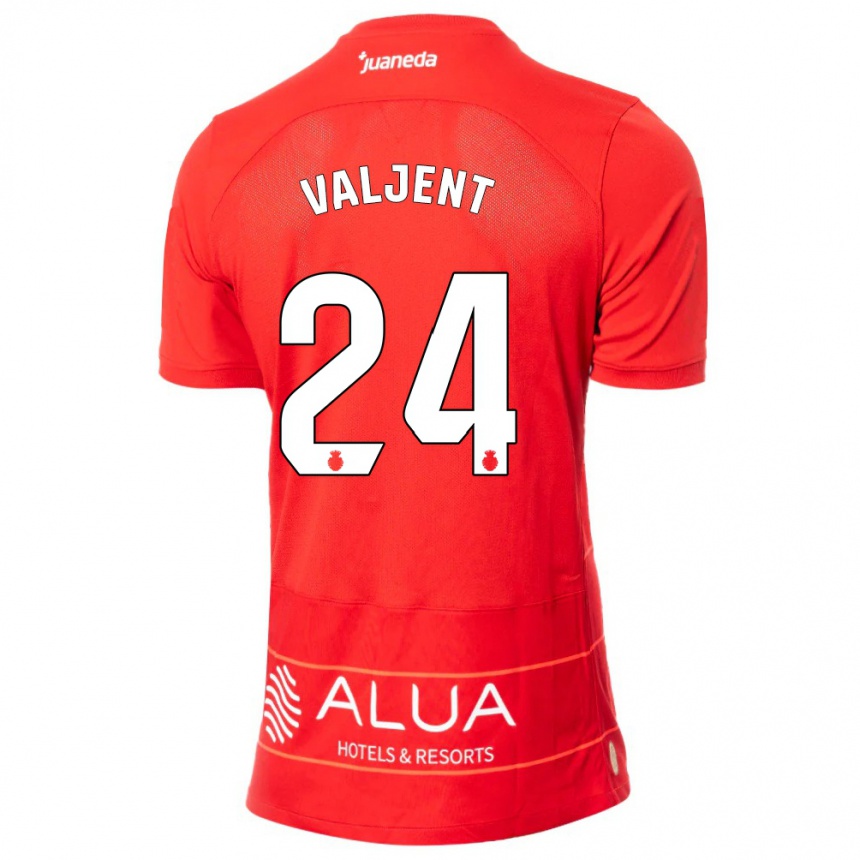 レディースフットボールマルティン・ヴァルイェント#24赤ホームシャツ2023/24ジャージーユニフォーム