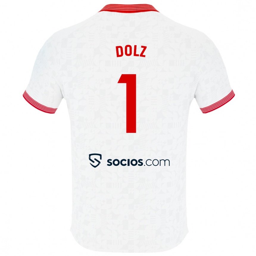 レディースフットボールマーク・ドルツ#1白ホームシャツ2023/24ジャージーユニフォーム