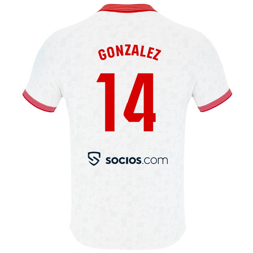 レディースフットボールアルベルト・ゴンザレス#14白ホームシャツ2023/24ジャージーユニフォーム
