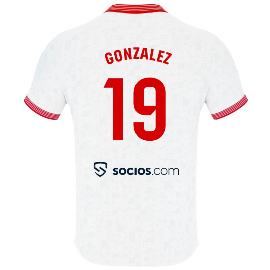 レディースフットボールカルロス・ゴンザレス#19白ホームシャツ2023/24ジャージーユニフォーム