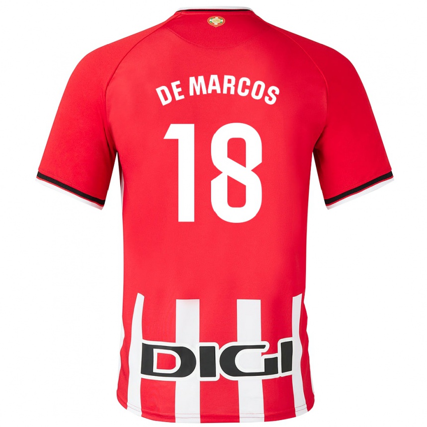 レディースフットボールオスカル・デ・マルコス#18赤ホームシャツ2023/24ジャージーユニフォーム
