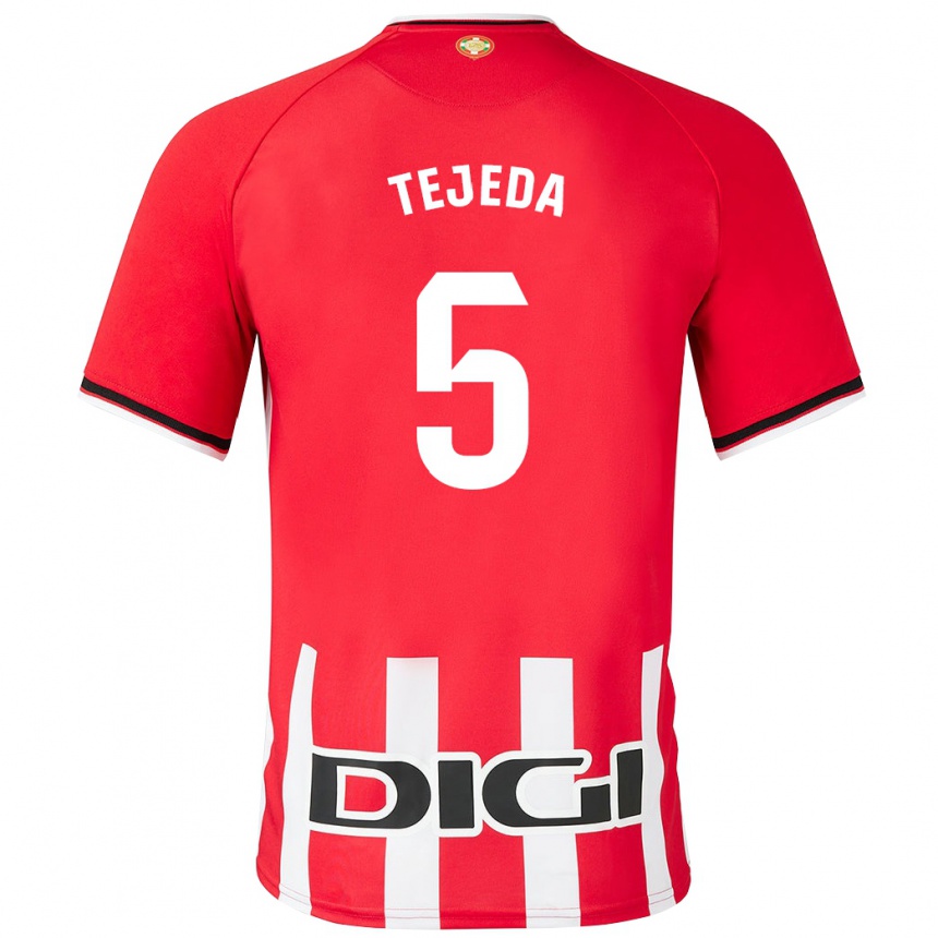 レディースフットボールディエゴ・テヘダ・シエラ#5赤ホームシャツ2023/24ジャージーユニフォーム