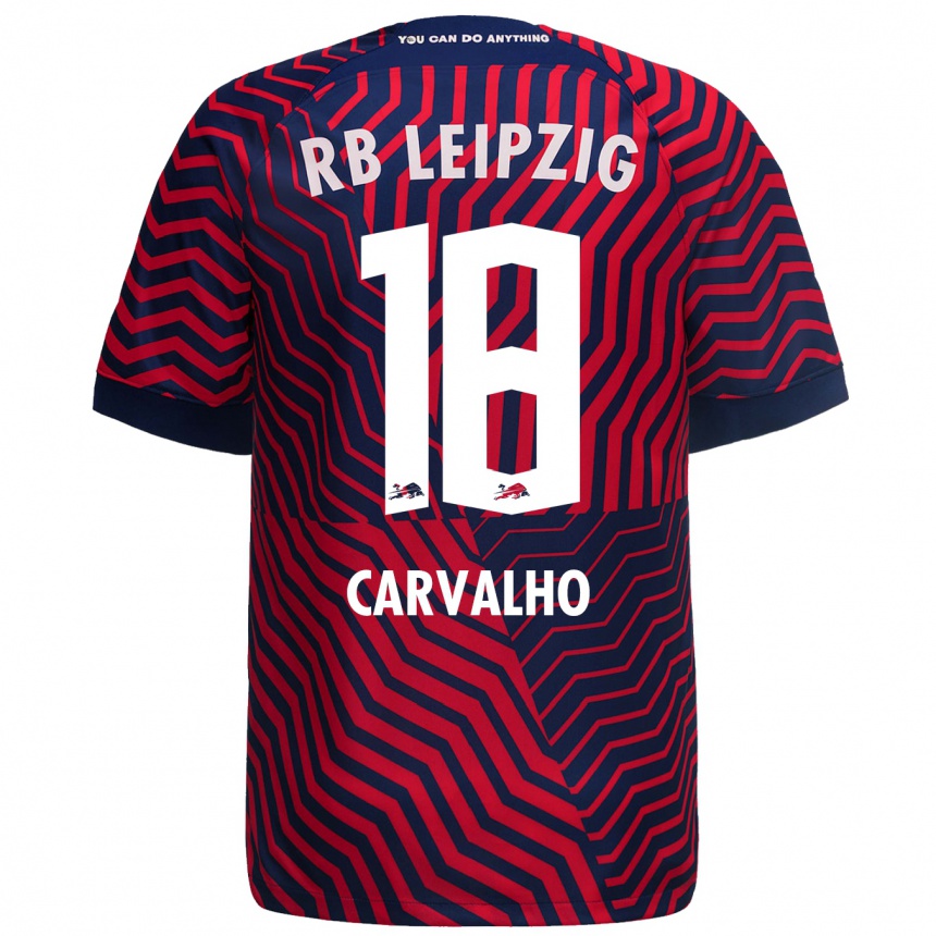 レディースフットボールファビオ・カルヴァーリョ#18青赤アウェイシャツ2023/24ジャージーユニフォーム
