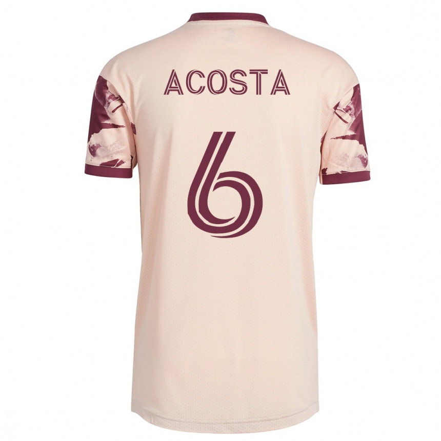 レディースフットボールブライアン・アコスタ#6オフホワイトアウェイシャツ2023/24ジャージーユニフォーム