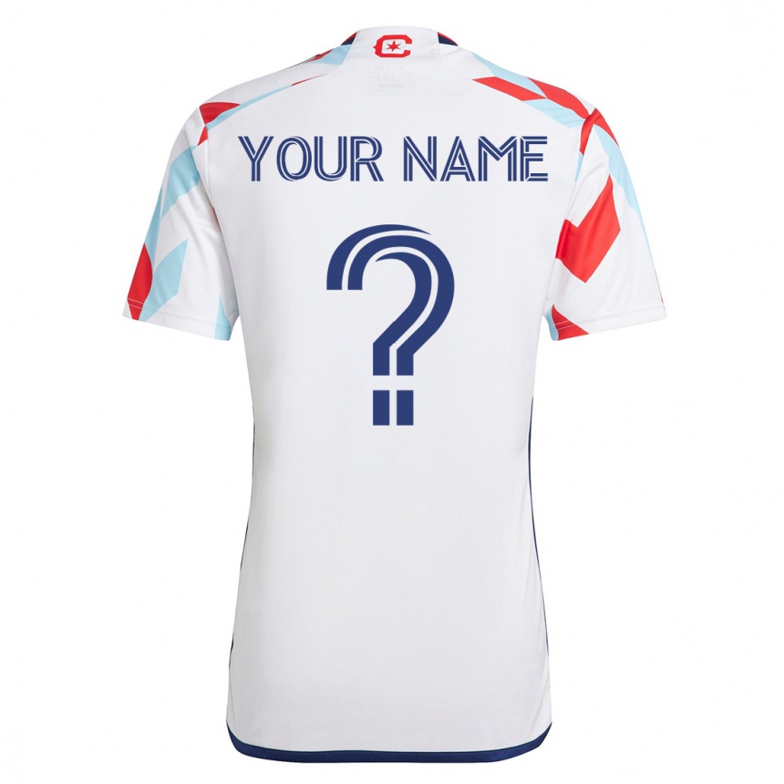レディースフットボールあなたの名前#0白青アウェイシャツ2023/24ジャージーユニフォーム