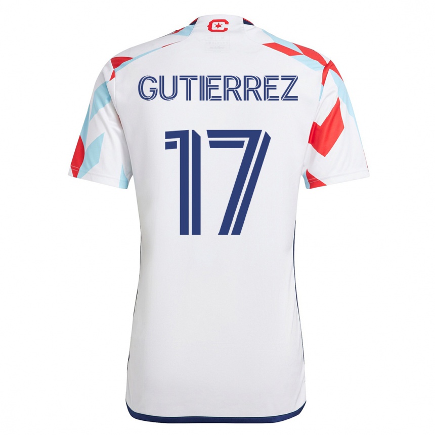 レディースフットボールブライアン・グティエレス#17白青アウェイシャツ2023/24ジャージーユニフォーム