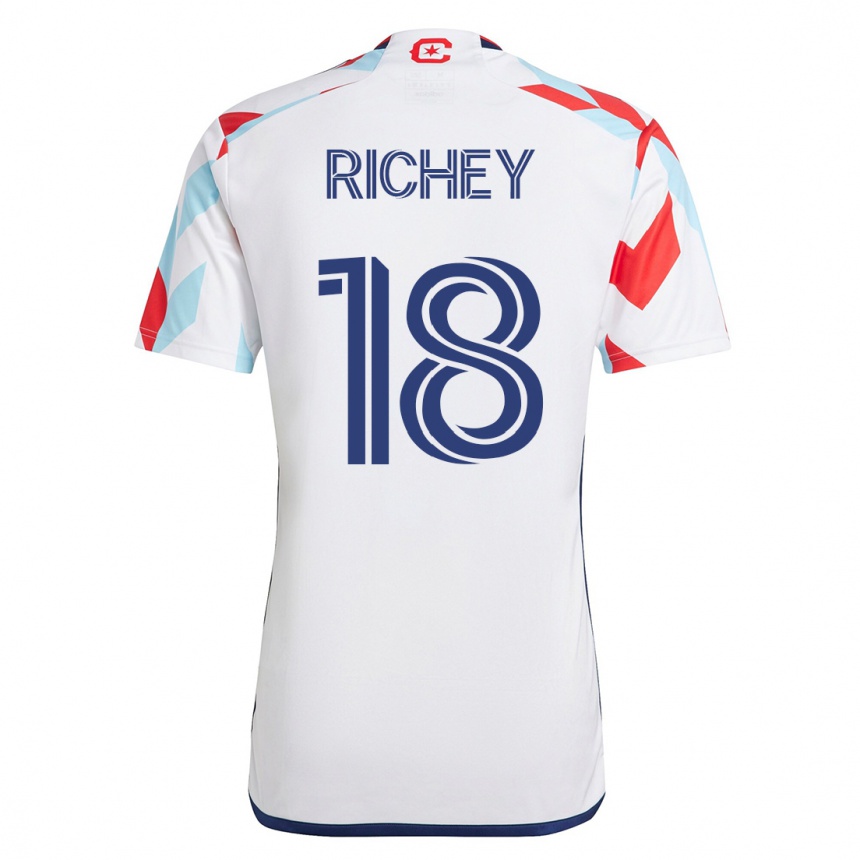 レディースフットボールスペンサー・リッチー#18白青アウェイシャツ2023/24ジャージーユニフォーム